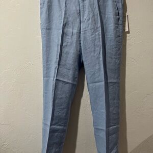 Lauren Ralph Lauren Men's Sky Blue Linen Classic Fit Trousers Pants 34x32 New